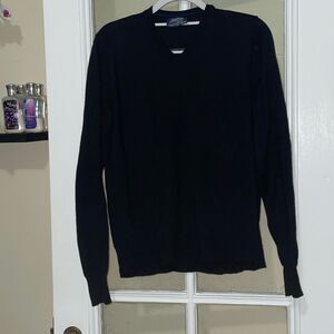 Jeremy Argyle 100% Merino Wool V-Neck Sweater Men's Black Pullover NYC size M